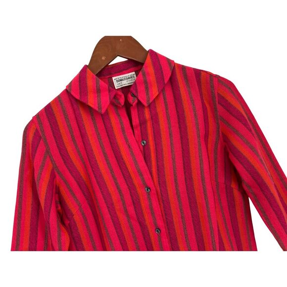 Donald Davies Vintage Striped Wool Dress Size 8 Pink & Orange Handmade In Irelan - Picture 3 of 8